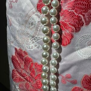 AKIRA Pink Floral Mini Skirt with Pearl Accents